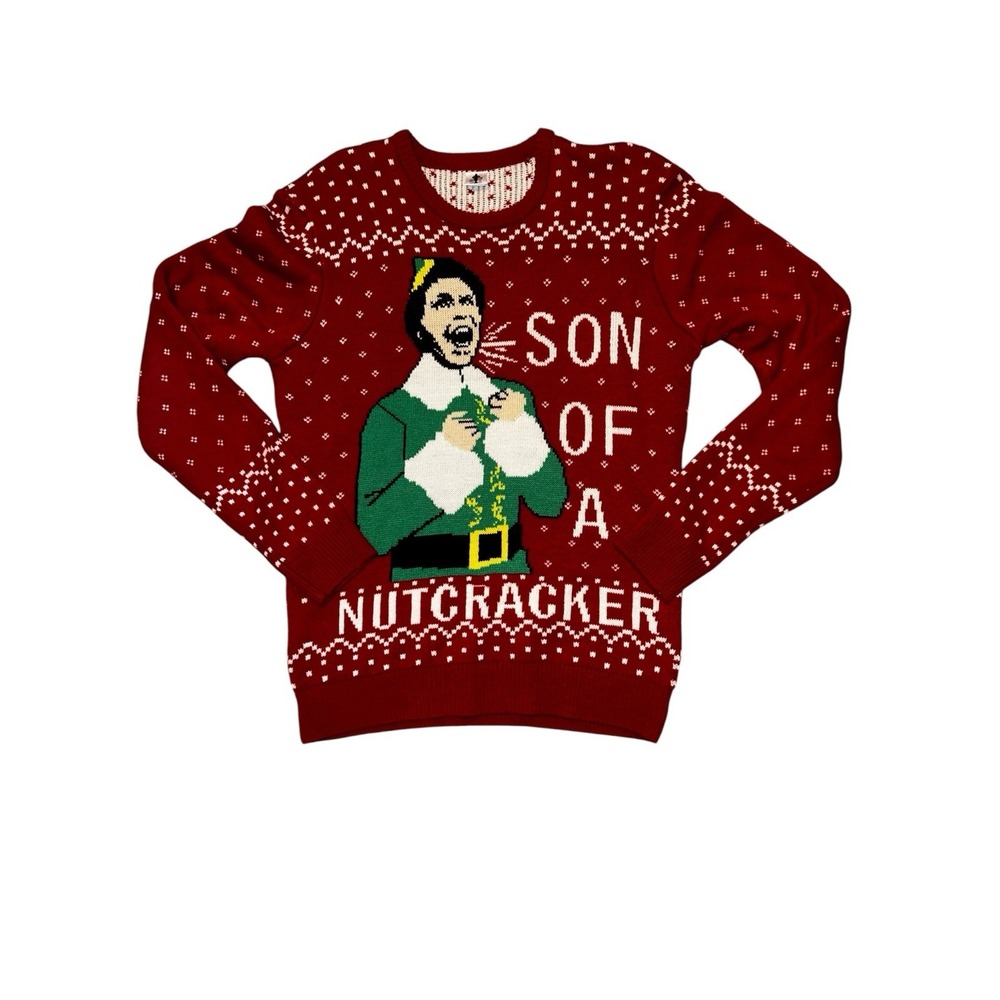 ELF Ugly Christmas Sweater M Will Movie Story Nutcracker Funny Pullover‎ Red